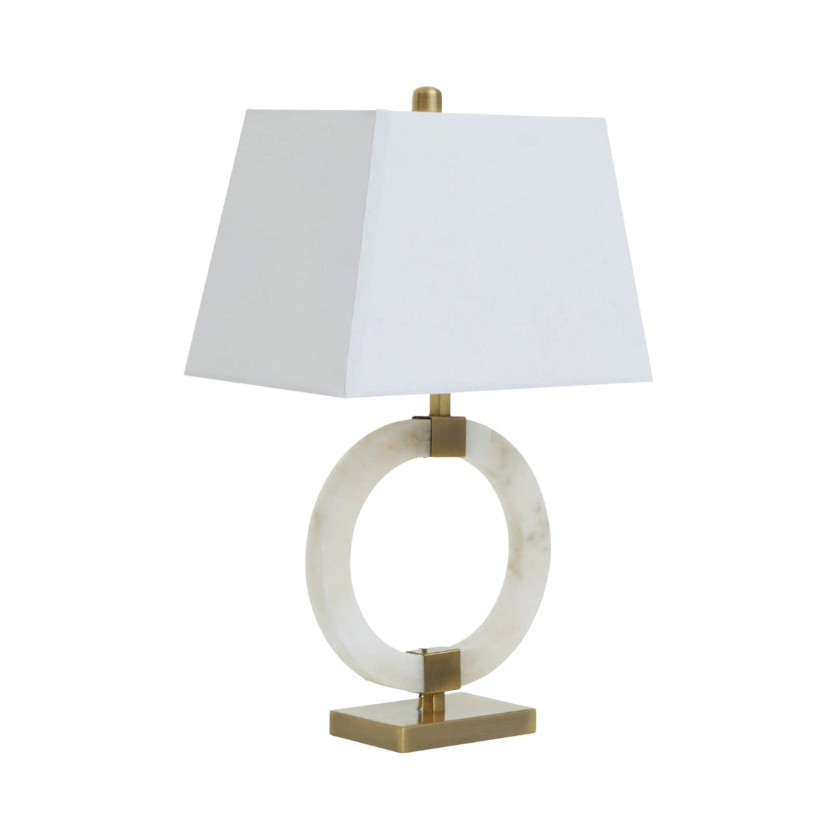 Calveron Circular Alabaster Table Lamp - Brass & White