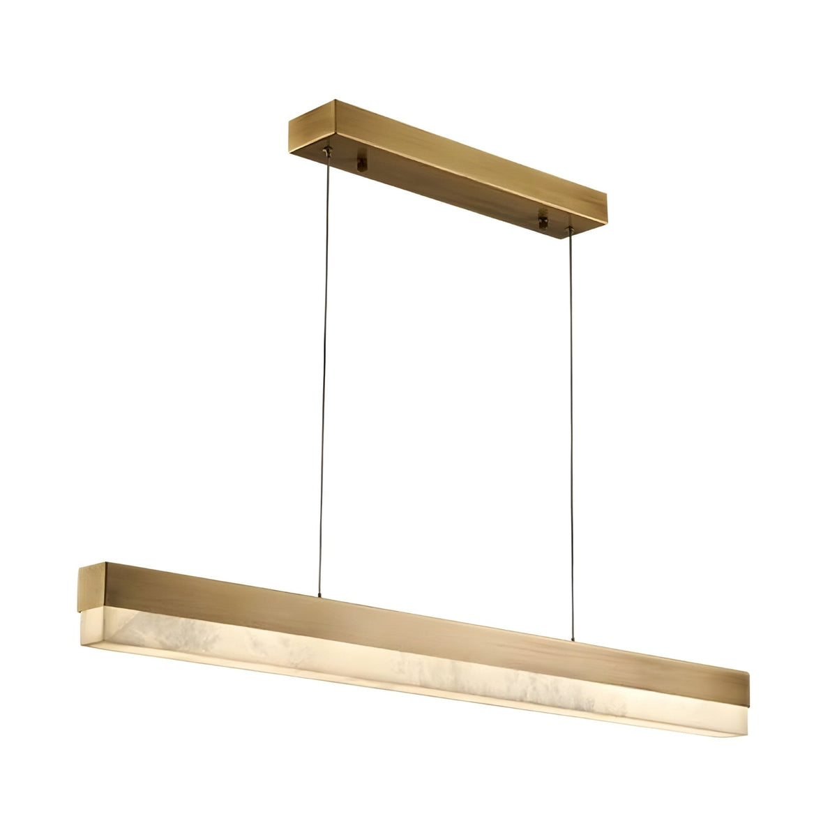 Linea LED Alabaster Linear Chandelier 1m - Brushed Brass