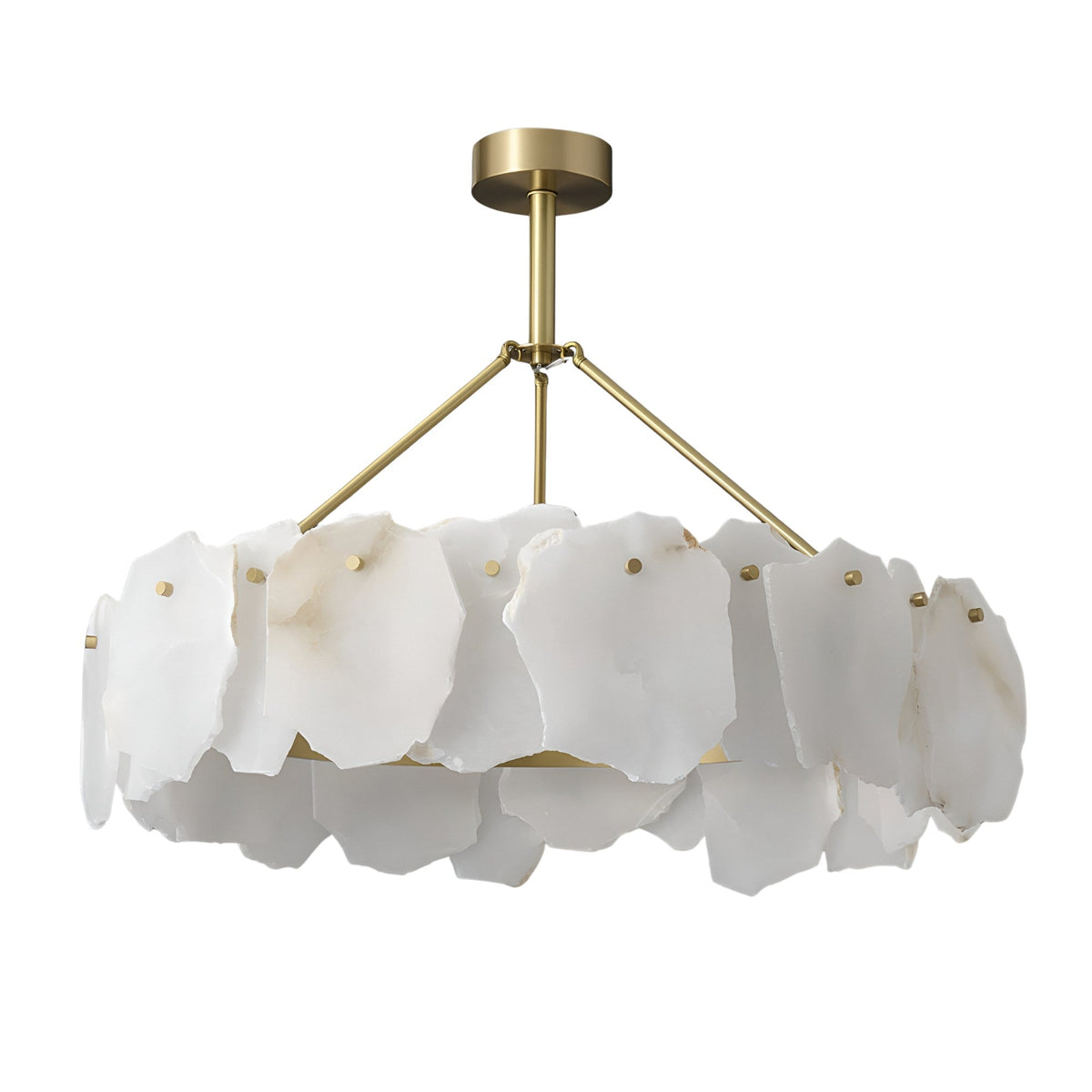 Marvion LED Large Petal Alabaster Chandelier - Soft White & Brass