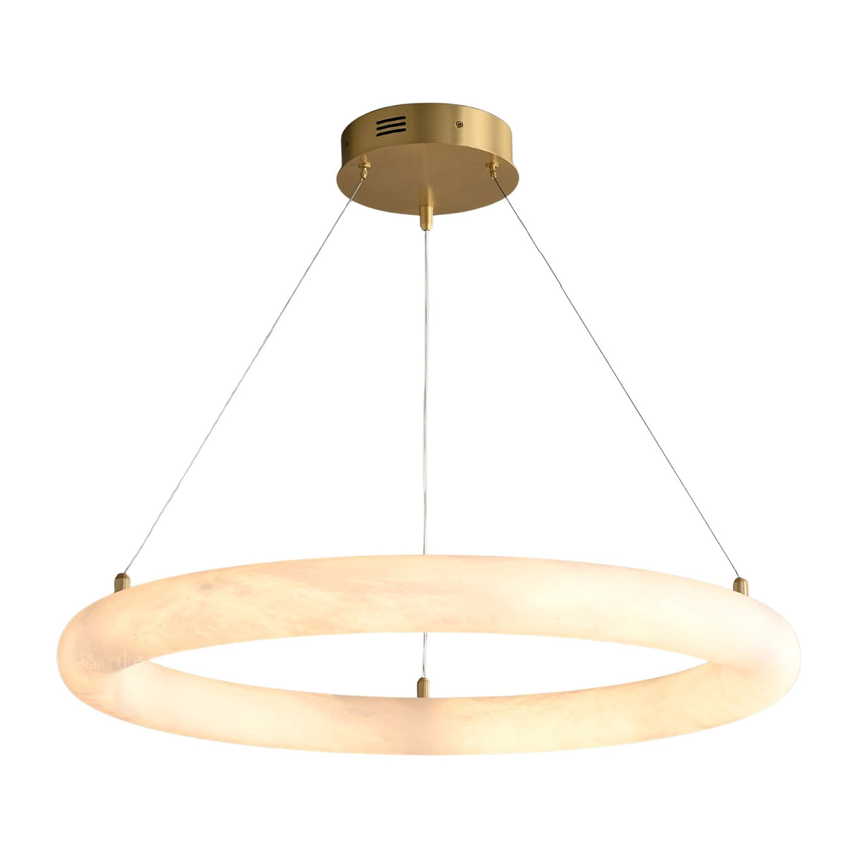 Seraphis LED Extra Large Alabaster Ring Chandelier - Brushed Brass