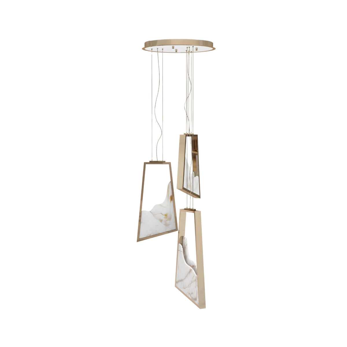 Atria LED Alabaster Cluster Chandelier - Brushed Brass