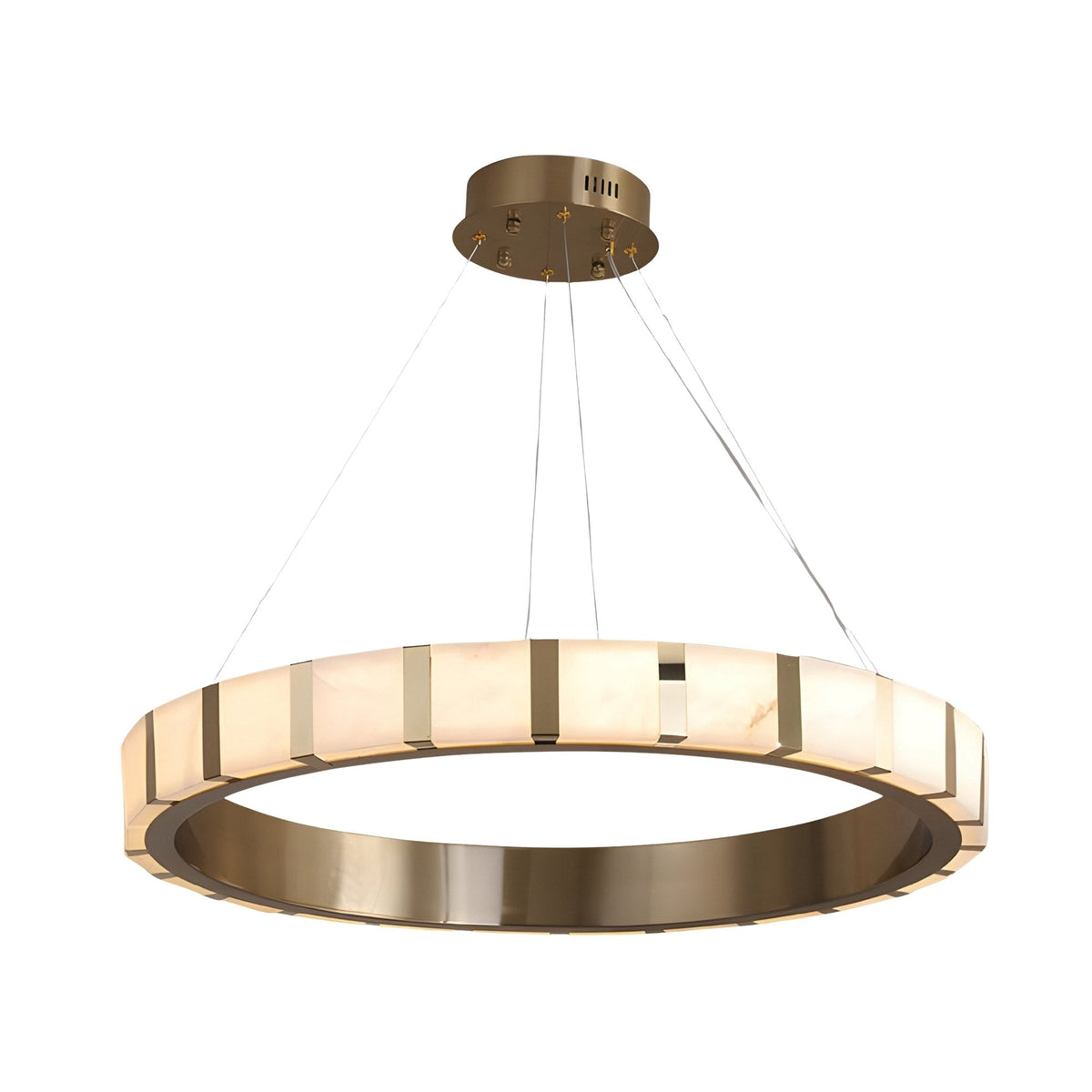 Strata LED Extra Large Alabaster Ring Chandelier - Copper