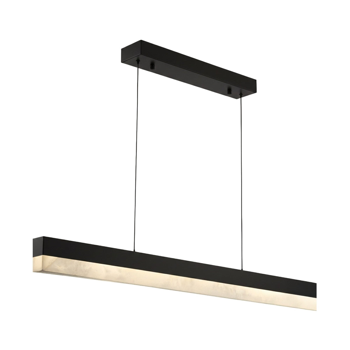 Linea LED Large Alabaster Linear Chandelier - Soft White & Black