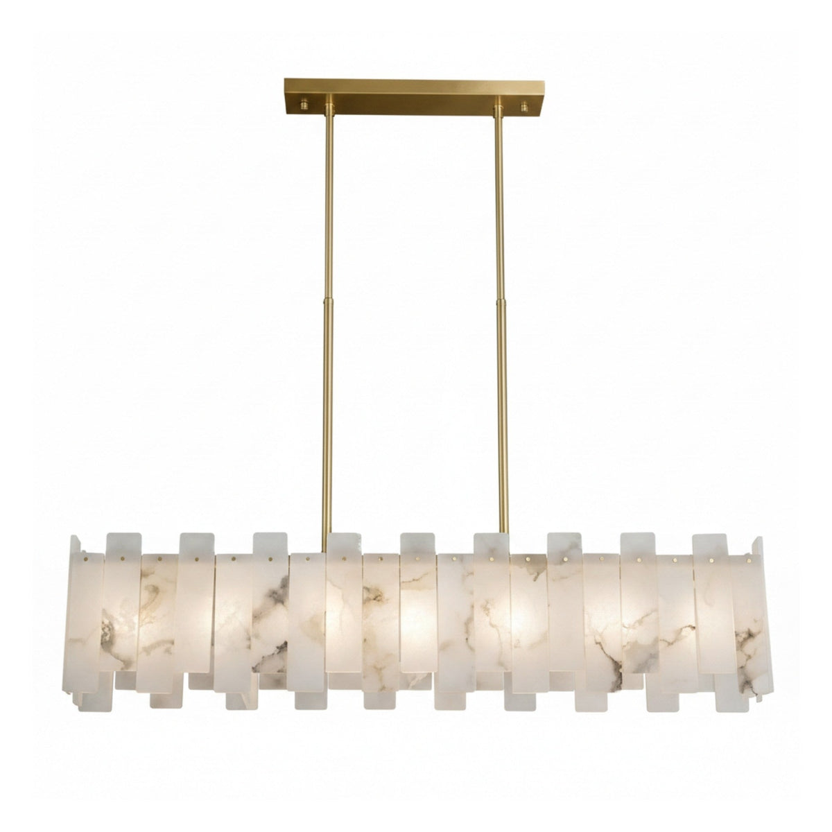 Zarelli 8 Light Interlocking Alabaster Linear Chandelier - Brass