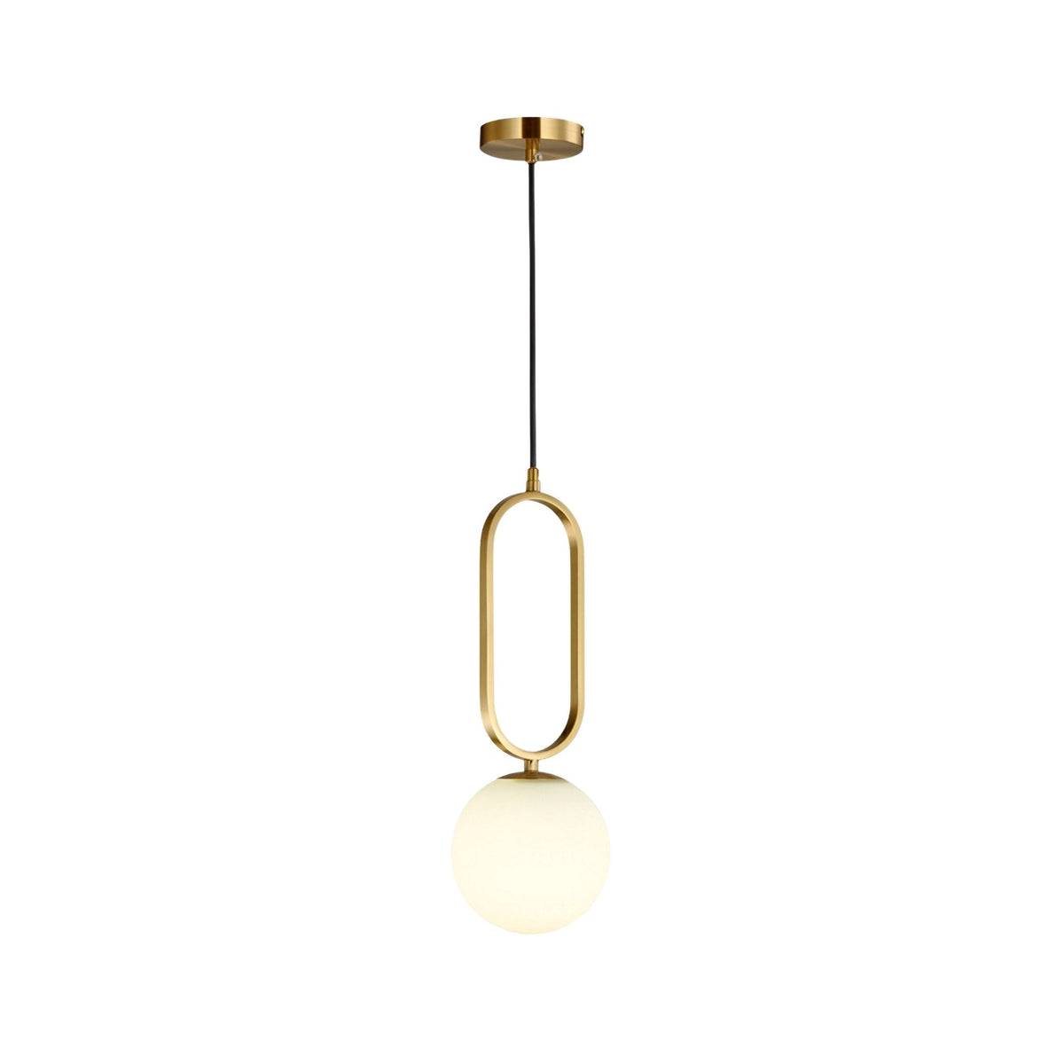 Orvyn Small Globe Alabaster Pendant Light - Soft White & Brushed Brass