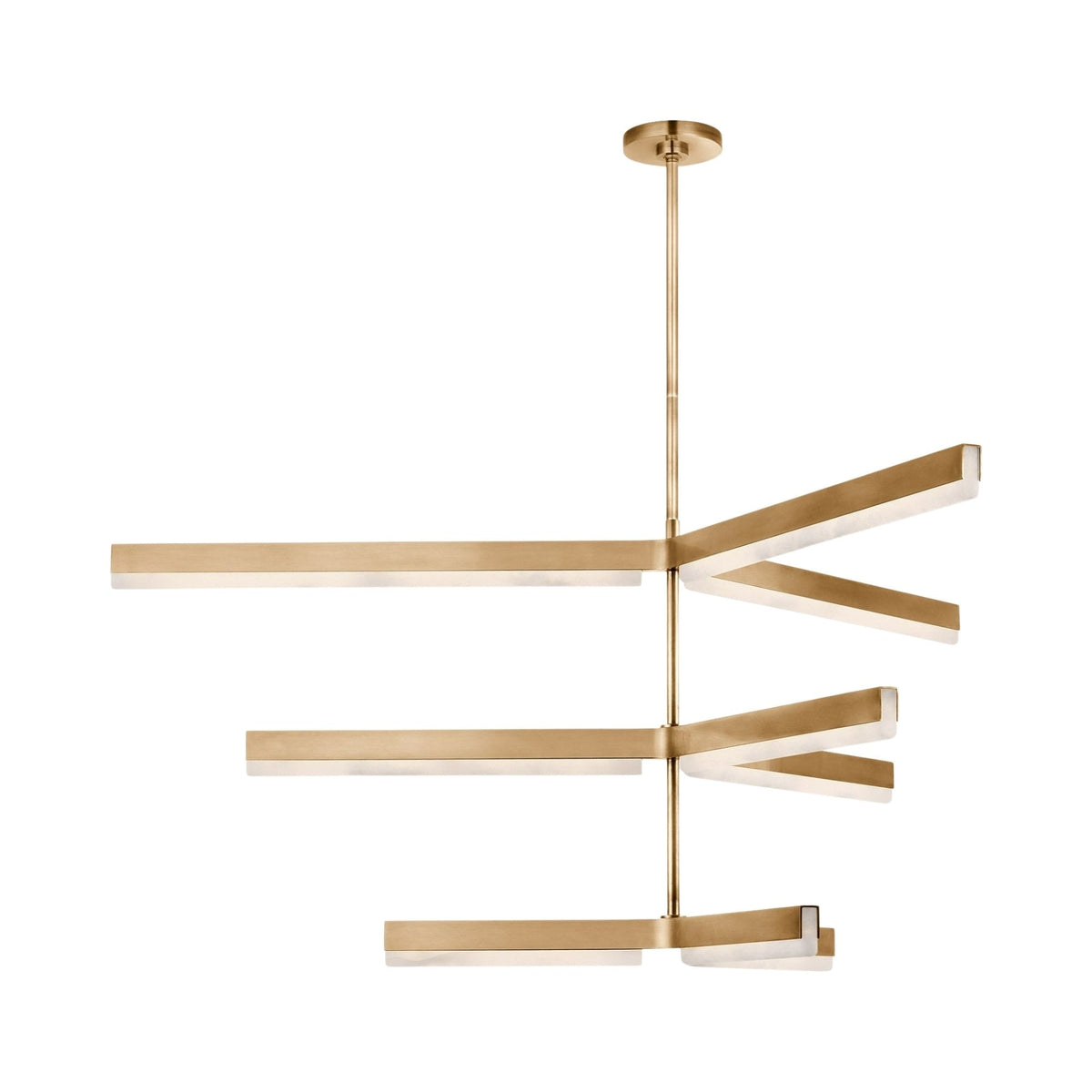 Elvaris LED 3 Tier Radial Alabaster Chandelier - Brushed Brass