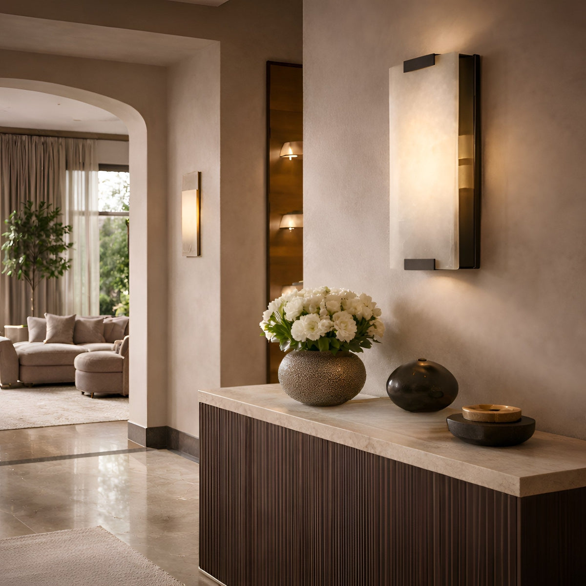 Virelux LED Alabaster Wall Light - Black & Soft White