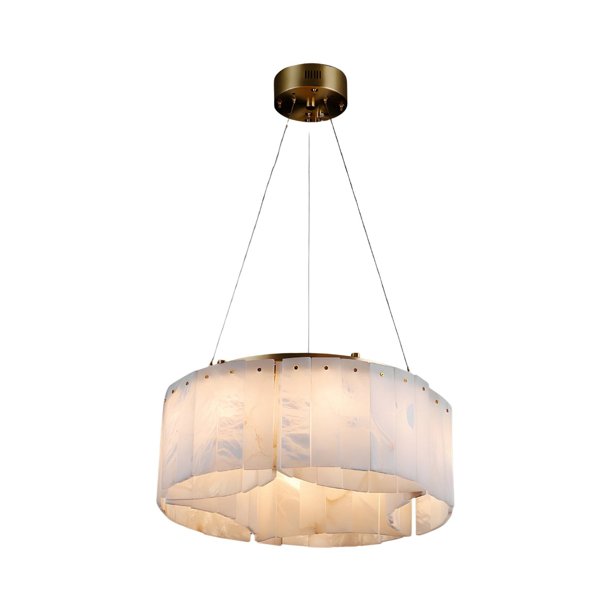 Caldrisa 10 Light Layered Panel Alabaster Chandelier - Brass