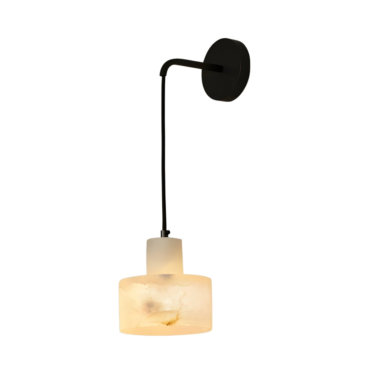 Caelune Suspended Alabaster Wall Light - Soft White & Black