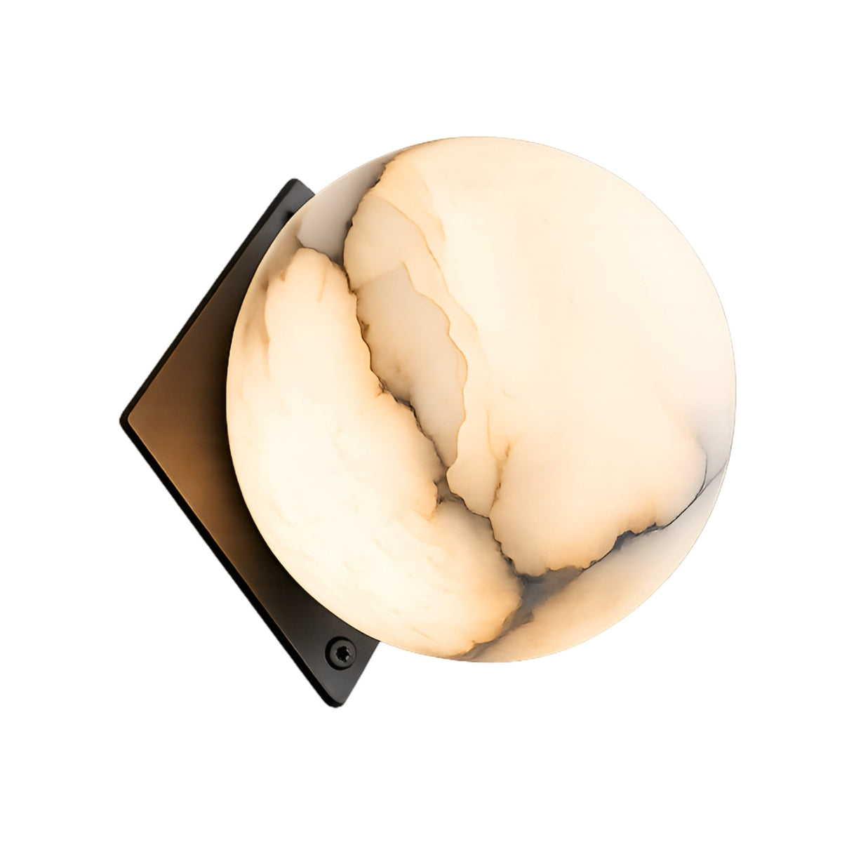 Oblyra 1 Light Alabaster Wall Light - Black Angled Plate