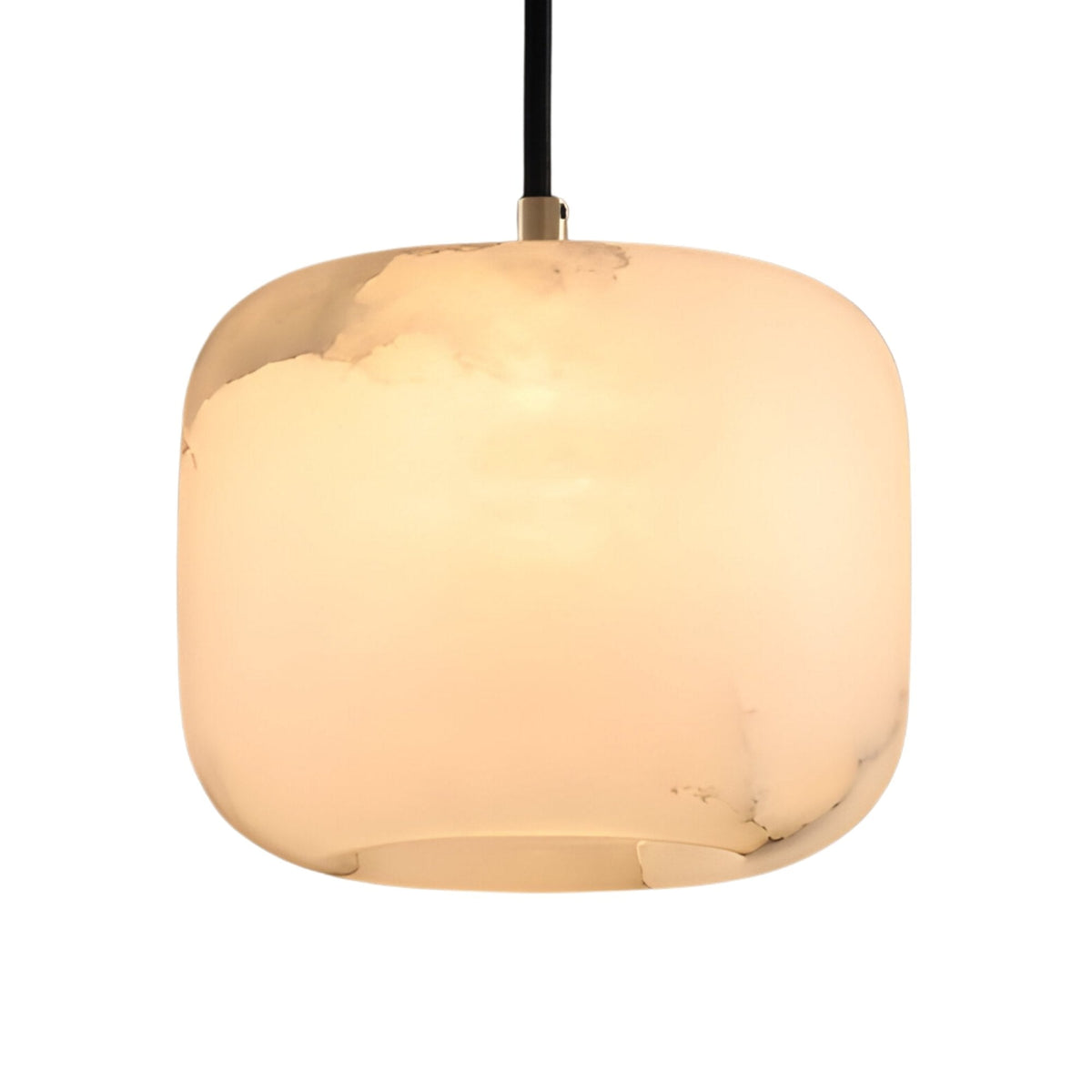 Calvex Rounded Alabaster Pendant Light - Soft White & Brushed Brass