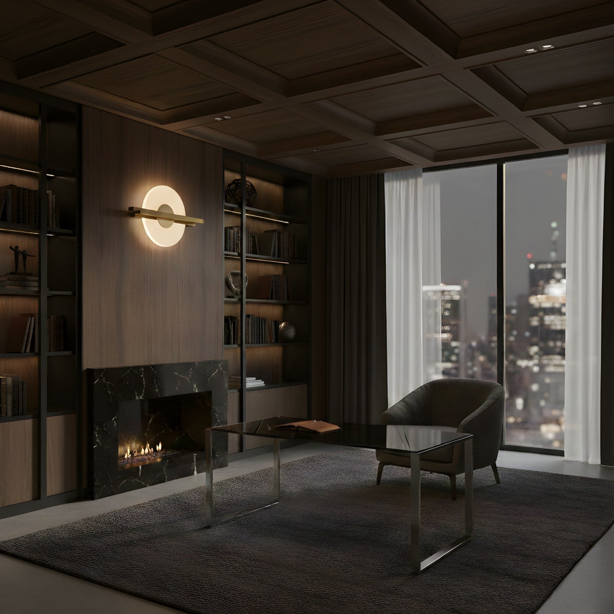 Elyra LED Alabaster Wall Light - Brushed Brass