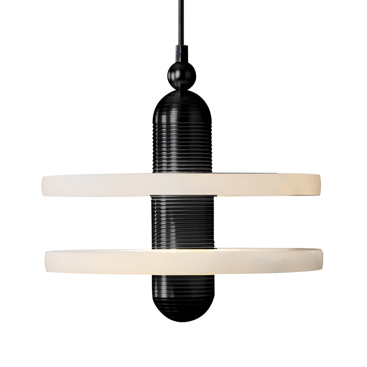 Nyxara Small Double Tiered Alabaster LED Pendant Light - Soft White & Black