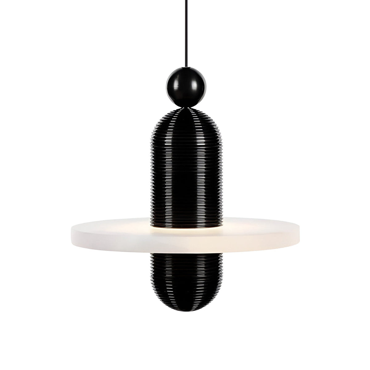 Nyxara LED Tiered Alabaster Pendant Light Small - Soft White & Black