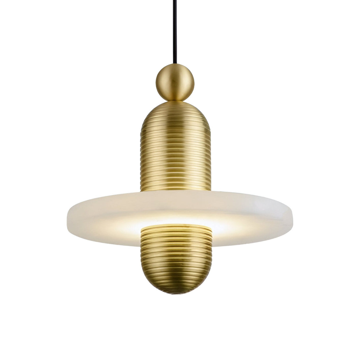 Nyxara LED Small Tiered Alabaster Pendant Light - Soft White & Gold