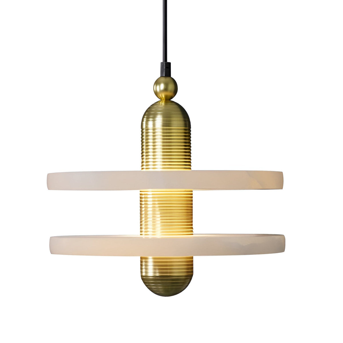Nyxara LED Small Double Tiered Alabaster Pendant Light - Soft White & Gold
