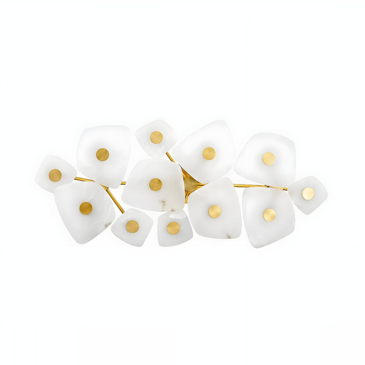 Calyra Large LED Alabaster Semi-Flush Ceiling Light - Brass