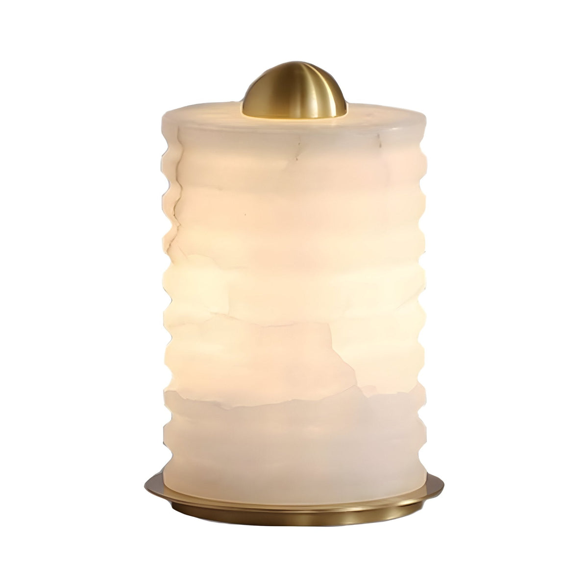 Aurelior LED Ribbed Alabaster Table Lamp - Natural Brass