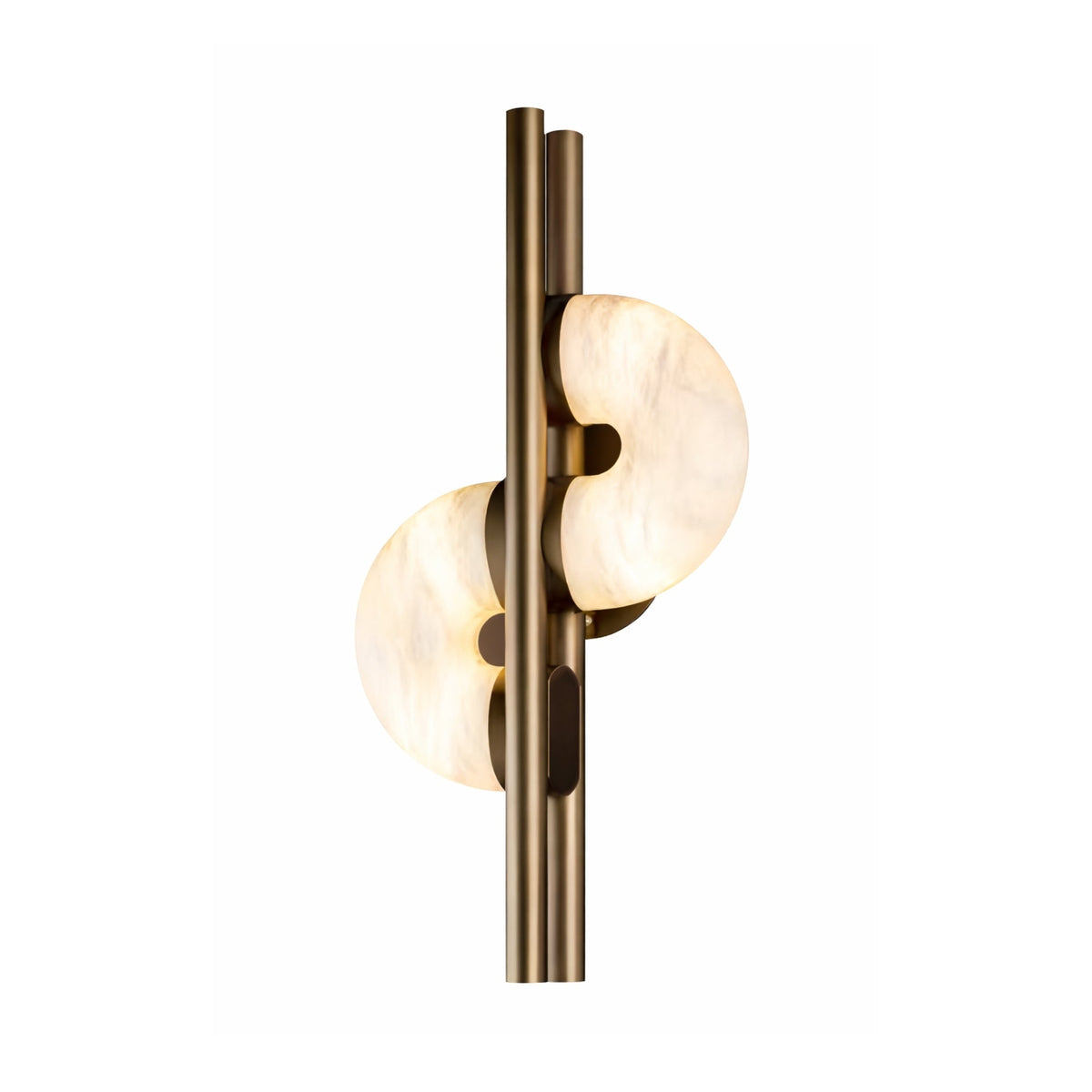 Lyra LED Twin Disc Alabaster Wall Light - Brushed Brass