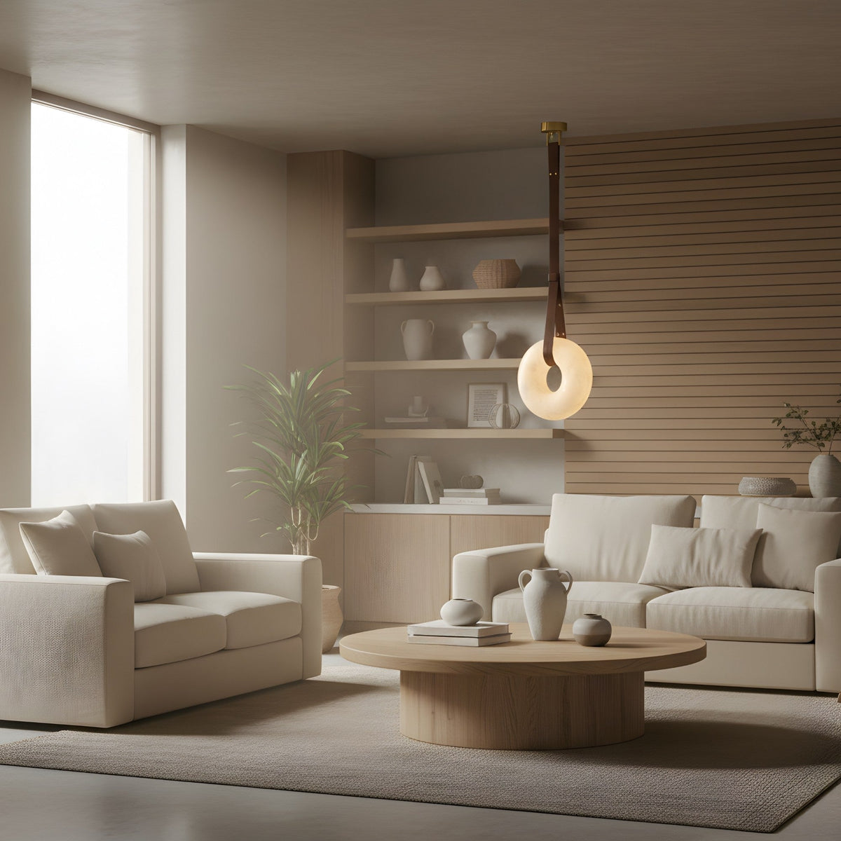 Cintura LED Small Alabaster Pendant Light - Soft White & Brown