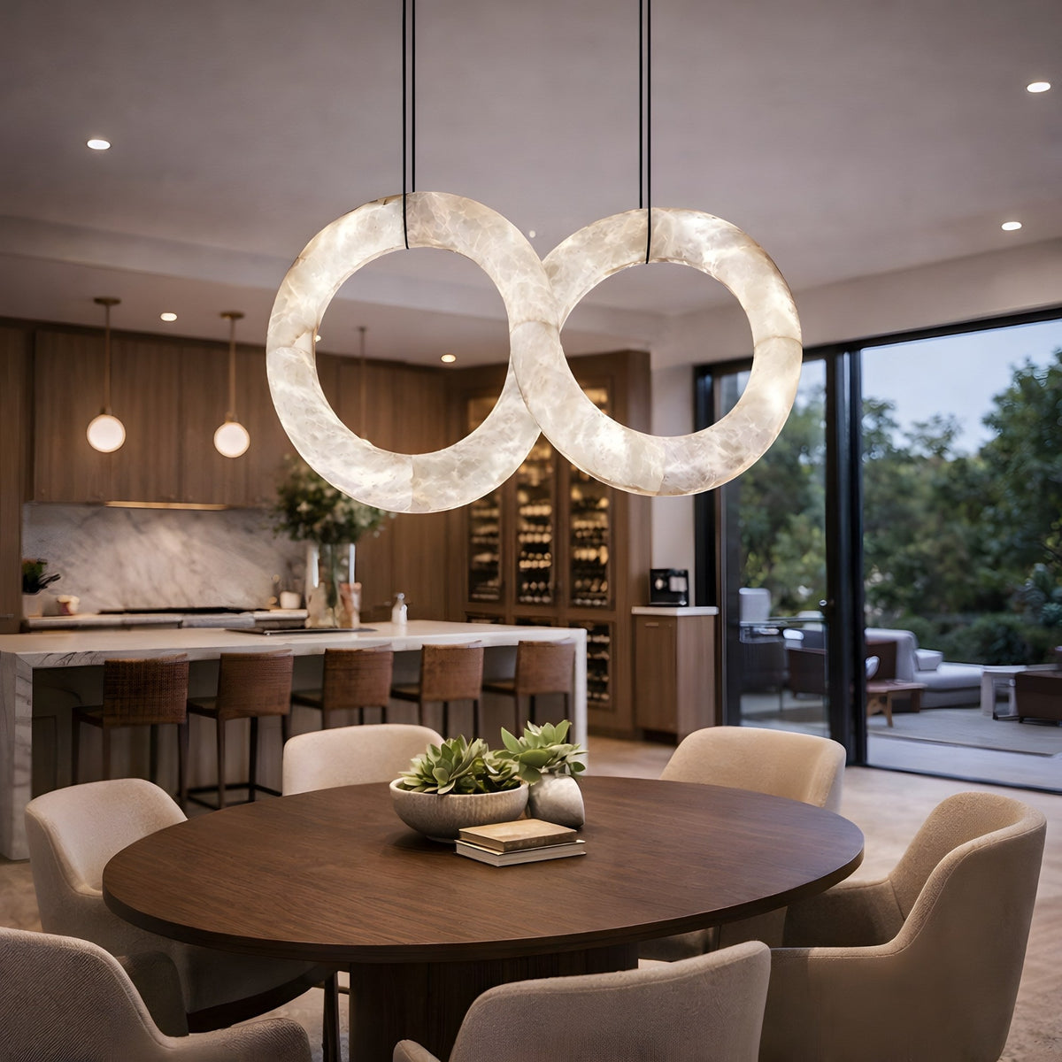 Serava LED Alabaster Loop Pendant Light - Soft White