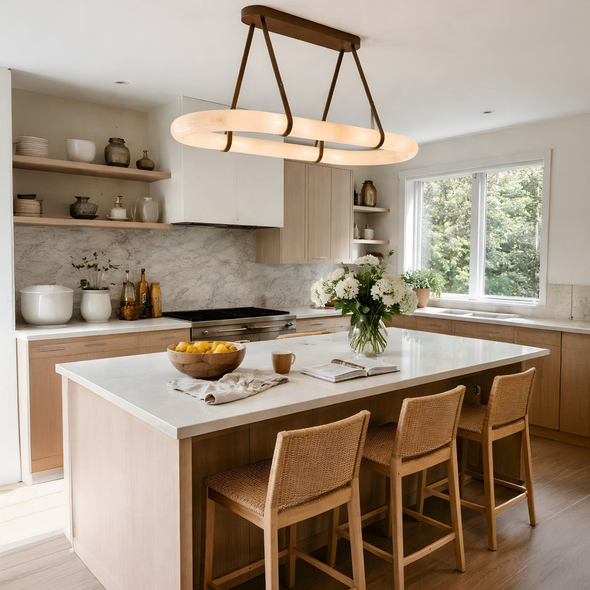 Cintura LED Small Alabaster Floating Pendant Light - Soft White
