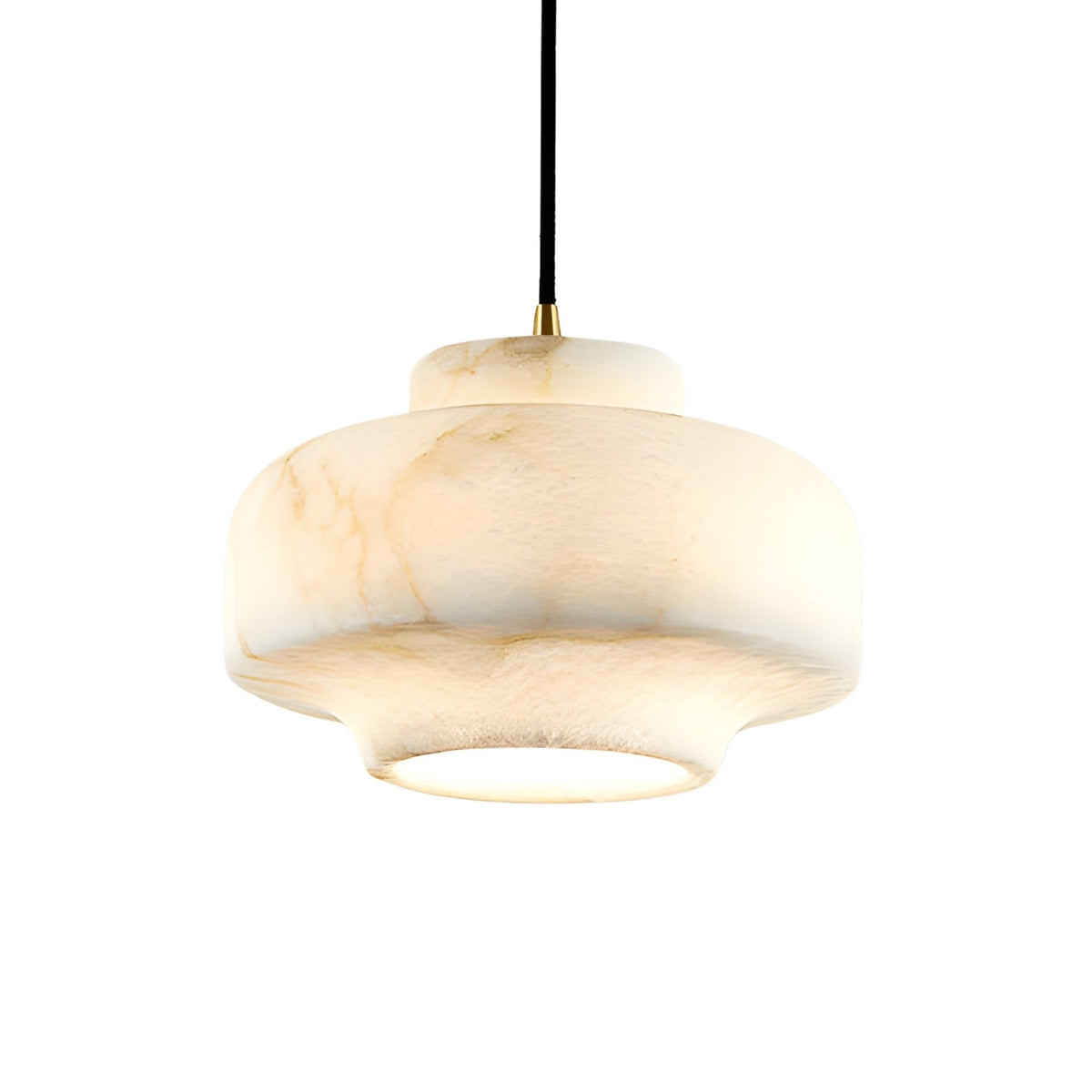 Doreth Small Dome Alabaster Pendant Light - Brushed Brass