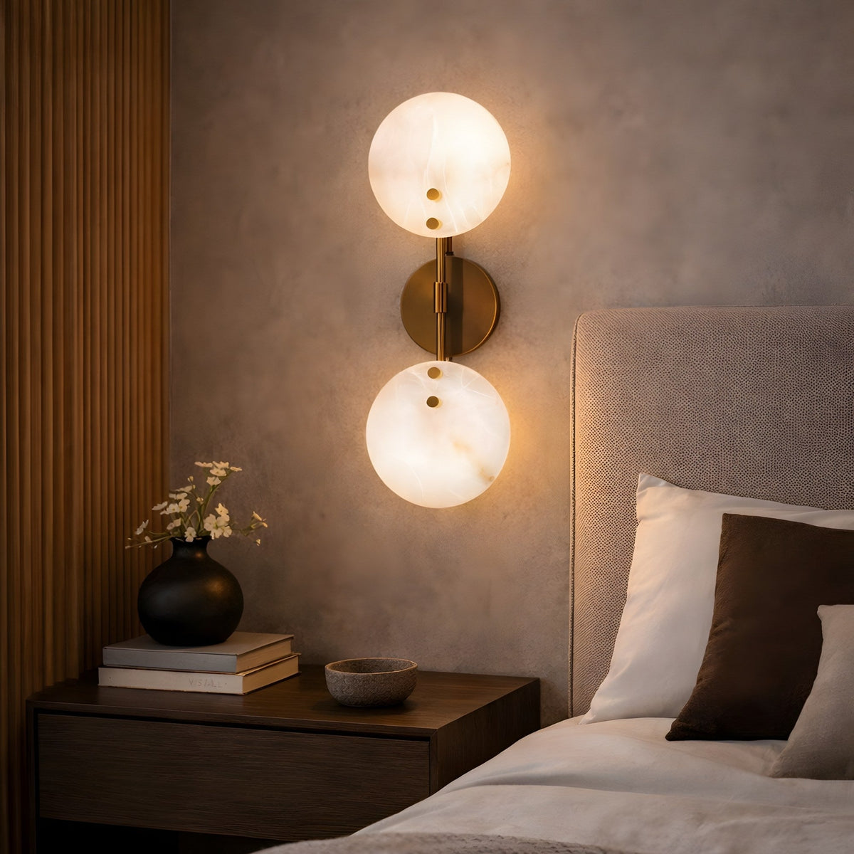 Althia LED Alabaster Wall Light - Brushed Brass & Soft White