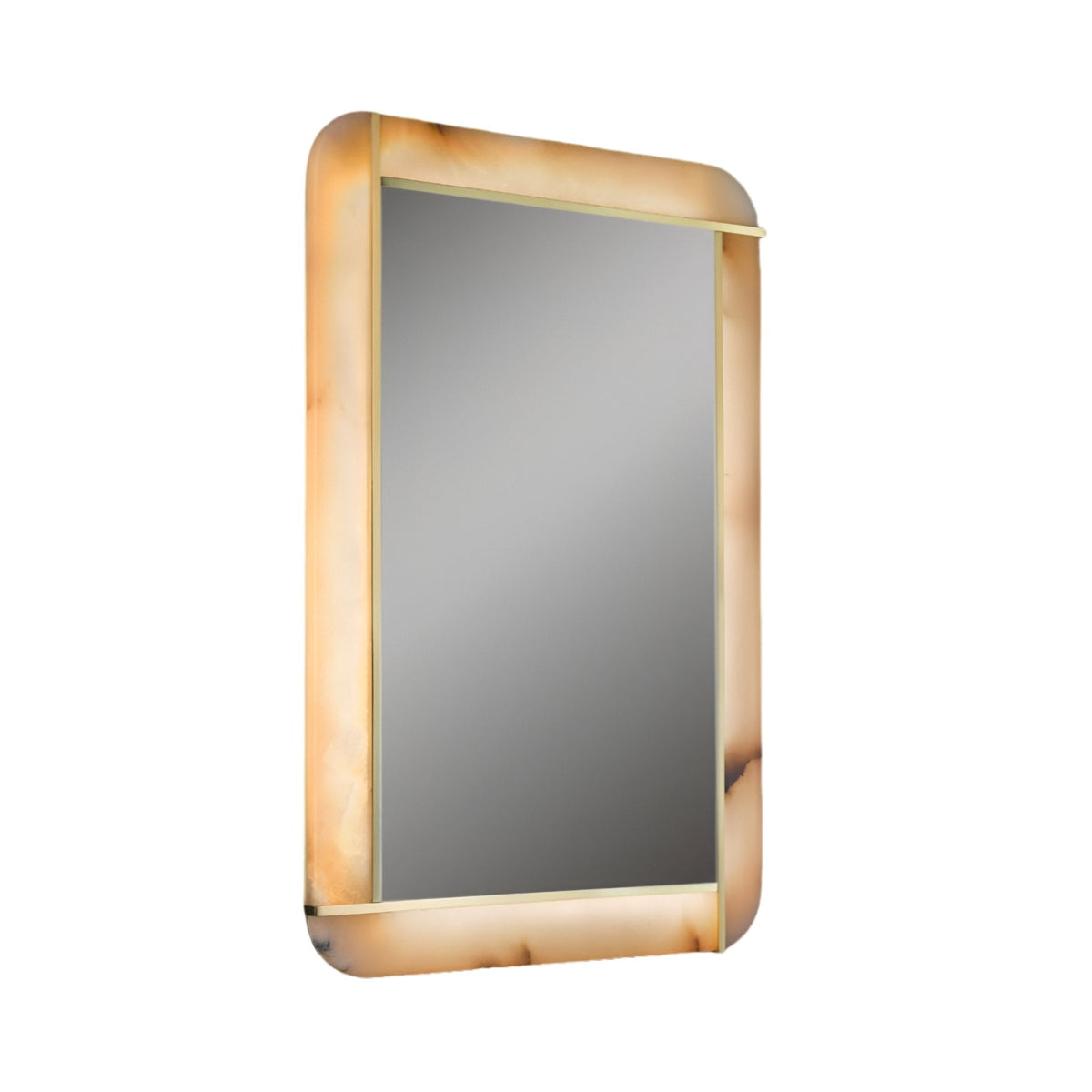Solviera LED Alabaster Rectangular Wall Mirror - Soft White