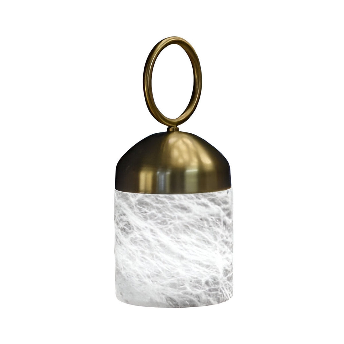Aurelio LED Ring-Handle Alabaster Table Lamp - Brass & Soft White