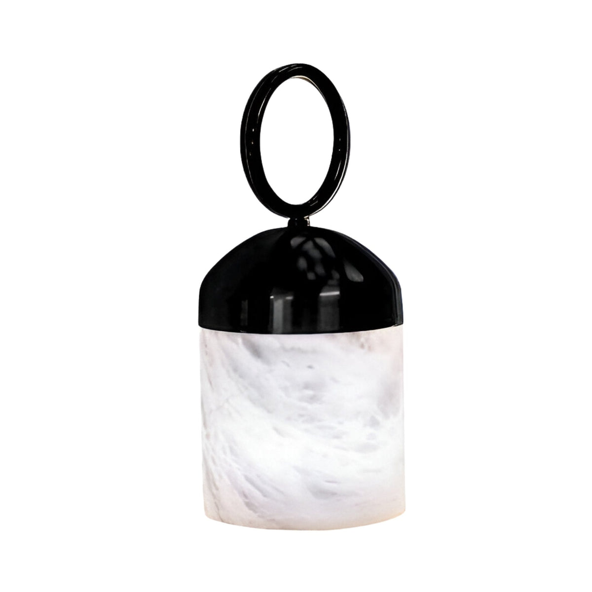 Aurelio LED Ring-Handle Alabaster Table Lamp - Matt Black