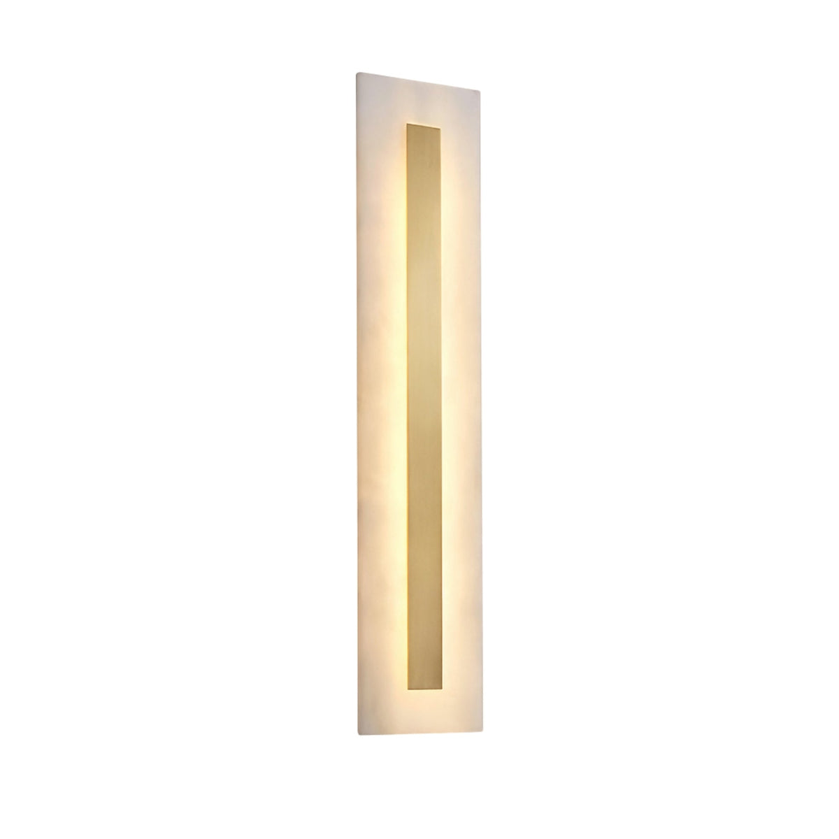 Averra LED Large Rectangle Alabaster Wall Light - Soft White & Brass