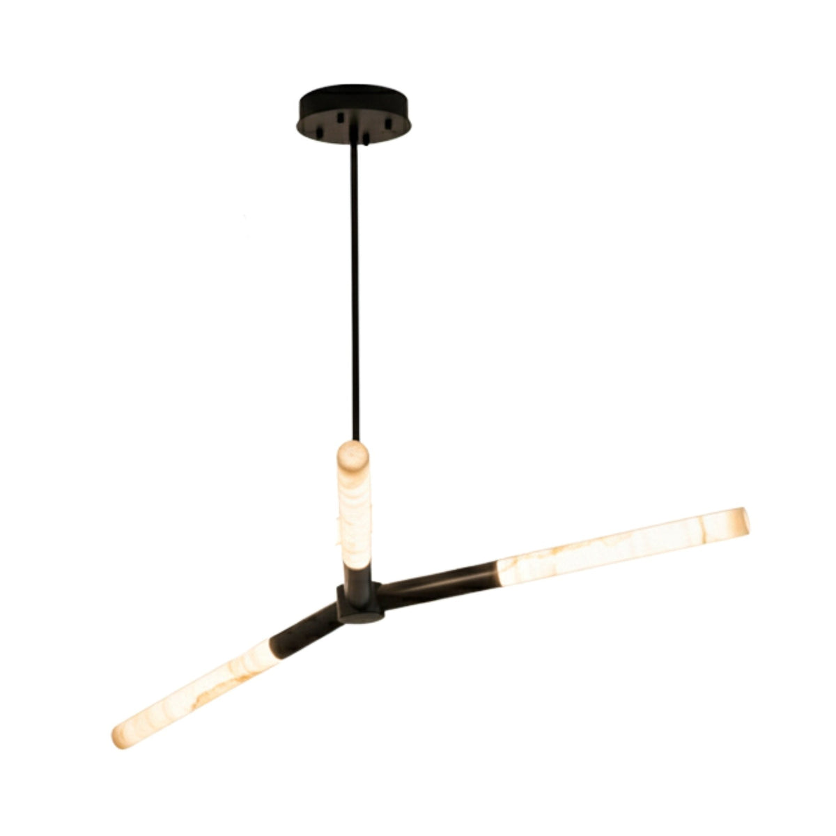 Aurelian LED Triple Arm Alabaster Chandelier - Matt Black