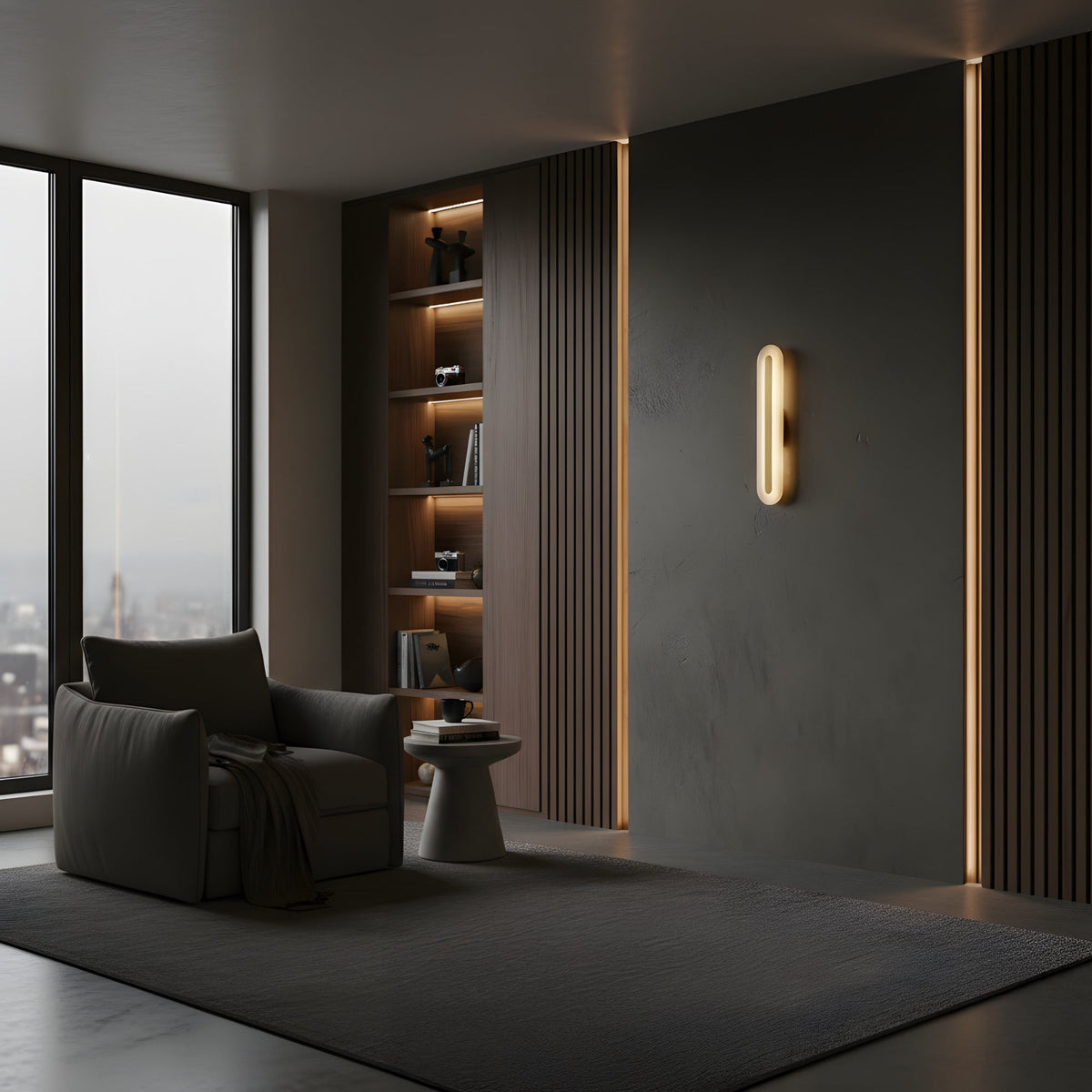 Averra LED Alabaster Wall Light Small - Soft White & Brass