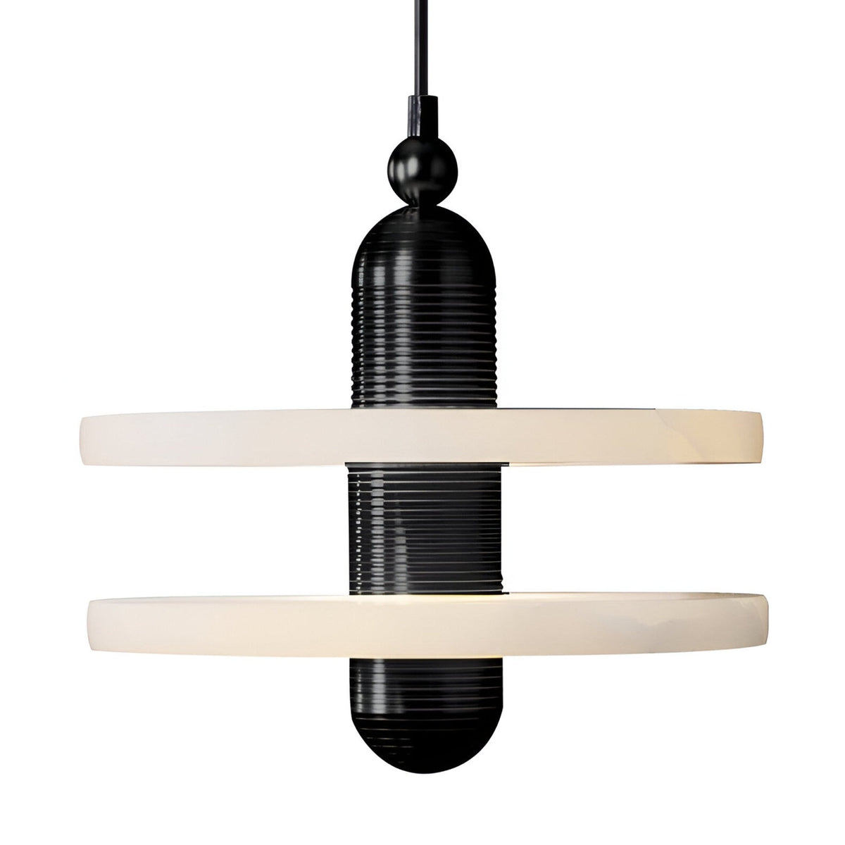 Nyxara LED Double Tiered Alabaster Pendant Light - Soft White & Black