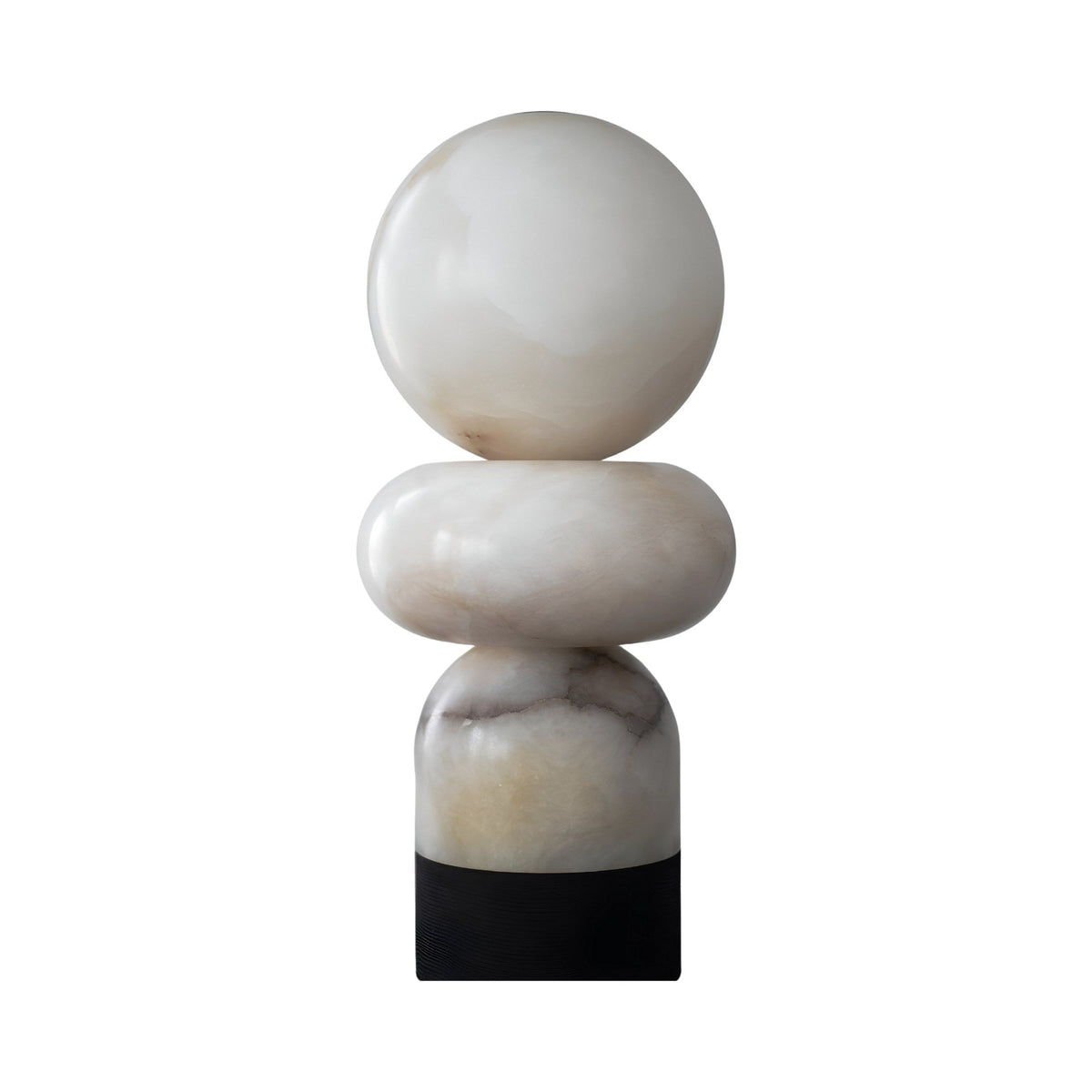 Talmera Sculptural Alabaster Table Lamp - Soft White & Black