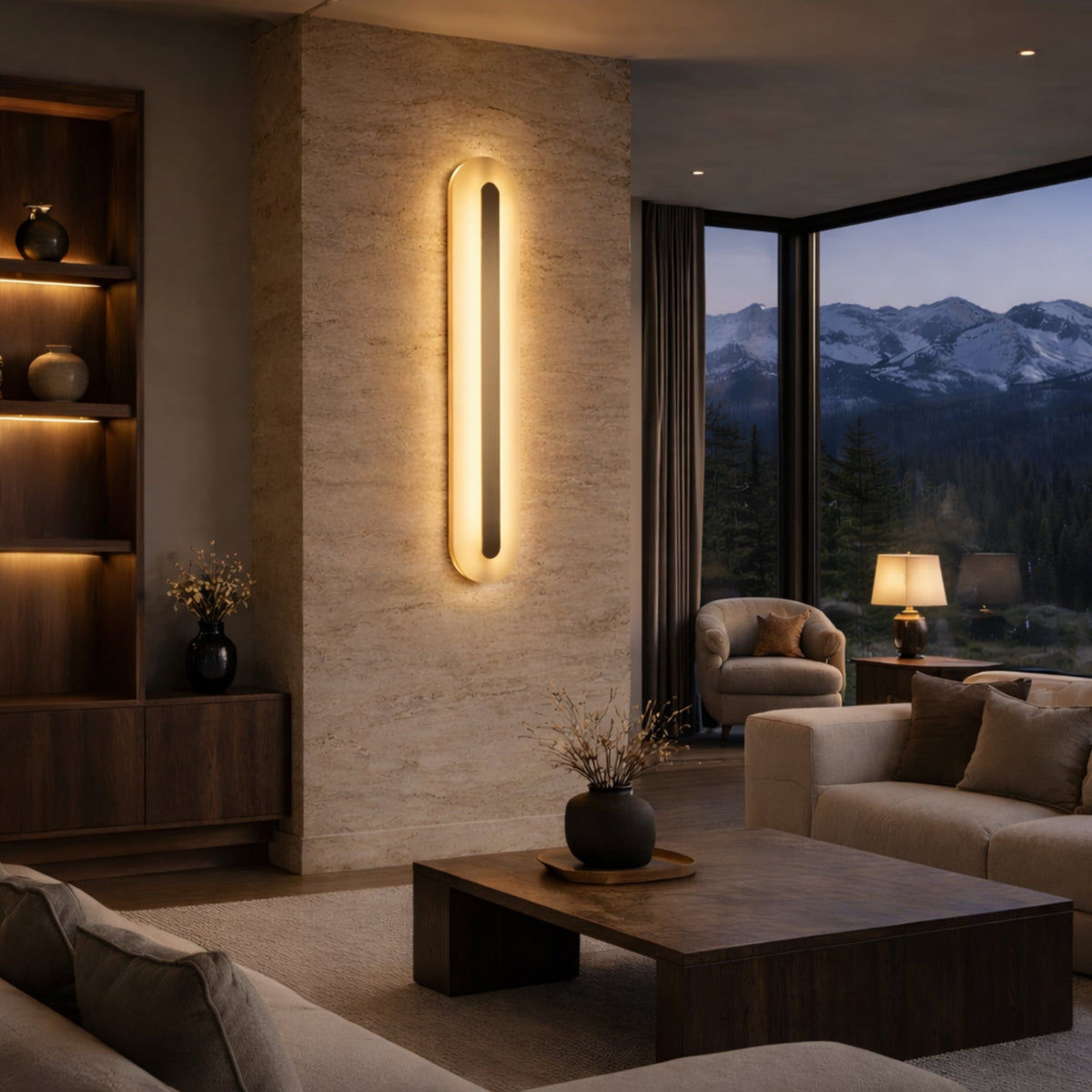 Averra LED Large Rectangle Alabaster Wall Light - Soft White & Brass
