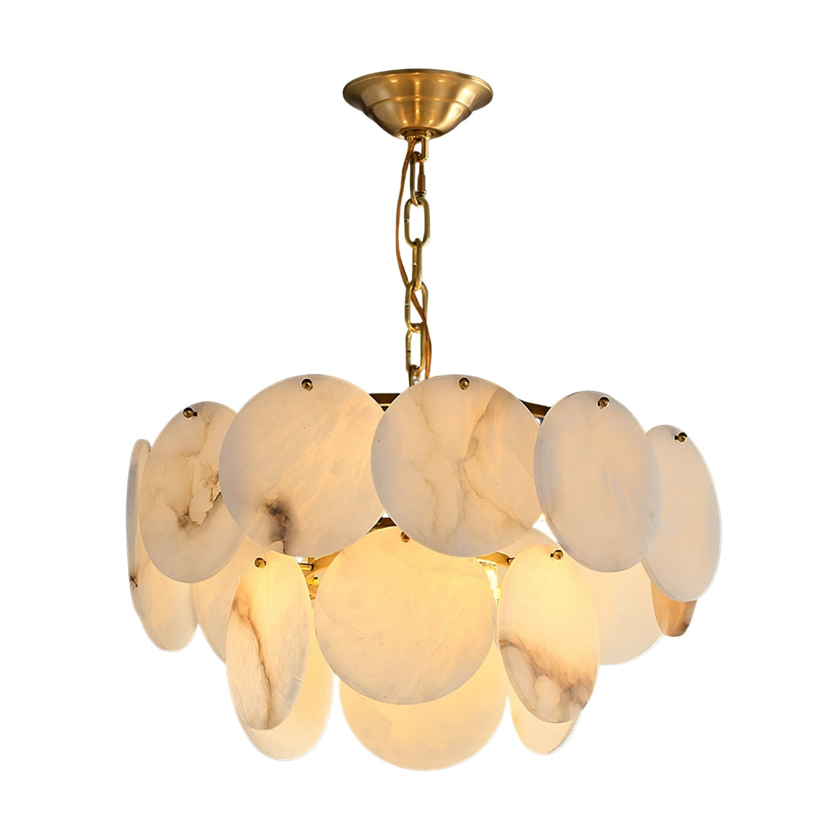 Solyra 6 Light 2 Tier Alabaster Petal Chandelier - Brushed Brass