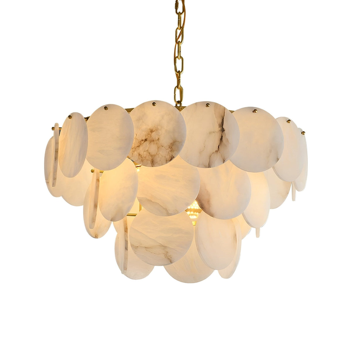 Solyra 15 Light 3 Tier Petal Alabaster Chandelier - Soft White