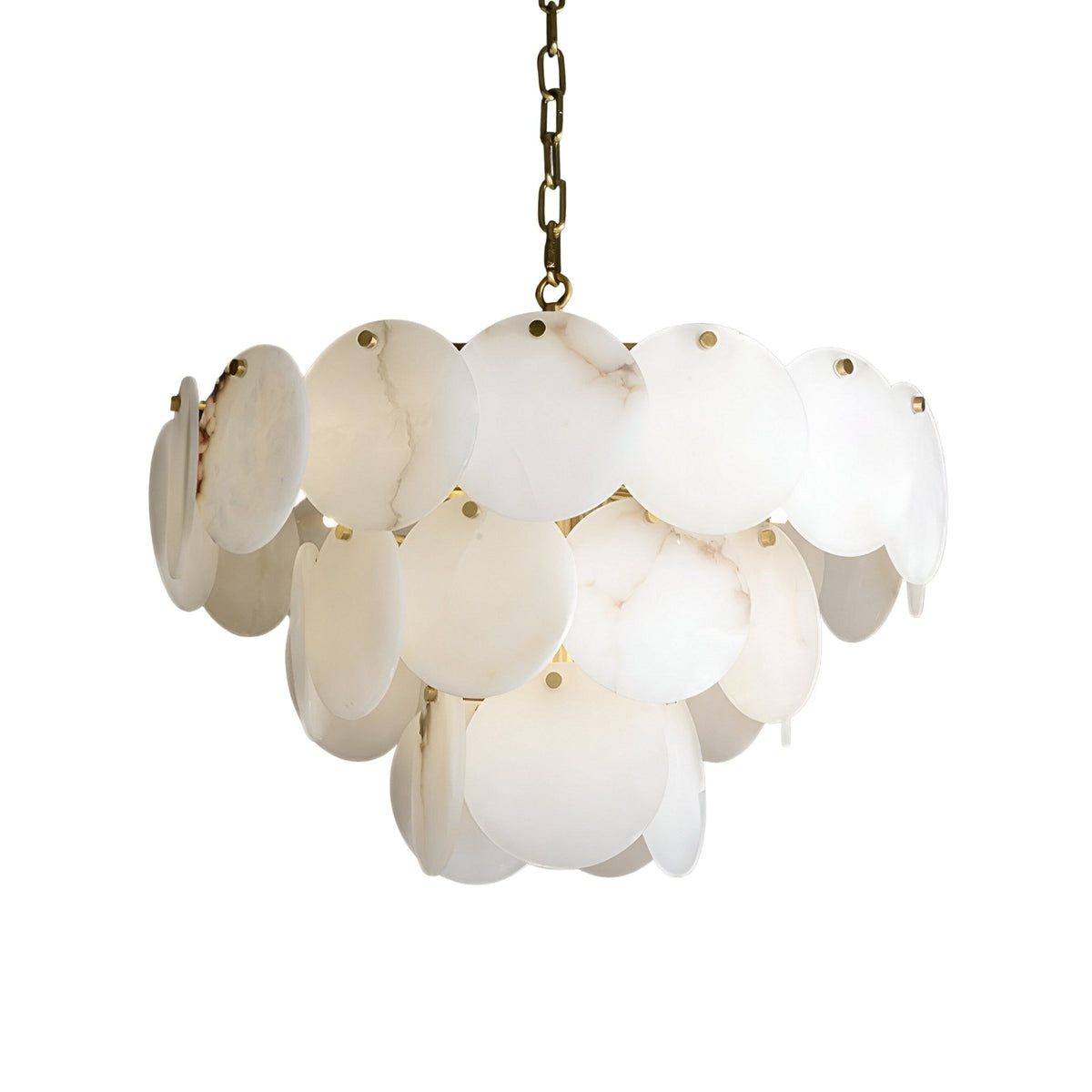 Solyra 15 Light 3 Tier Petal Alabaster Chandelier - Soft White