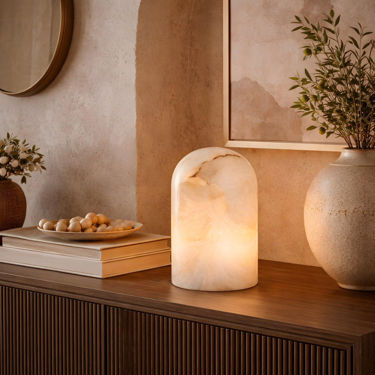 Virelle LED Arched Dome Alabaster Table Lamp - Soft White