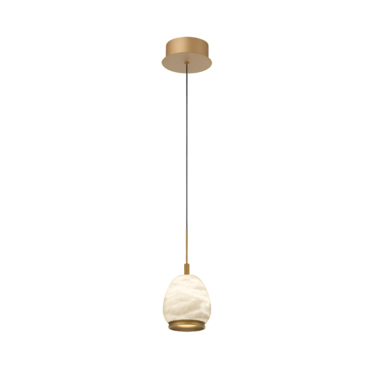 Aurevia LED Alabaster Drop Pendant Light - Brushed Brass