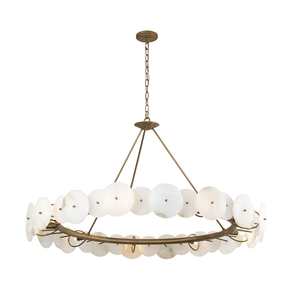 Solaryn LED Alabaster Disc Ring Chandelier - Brass