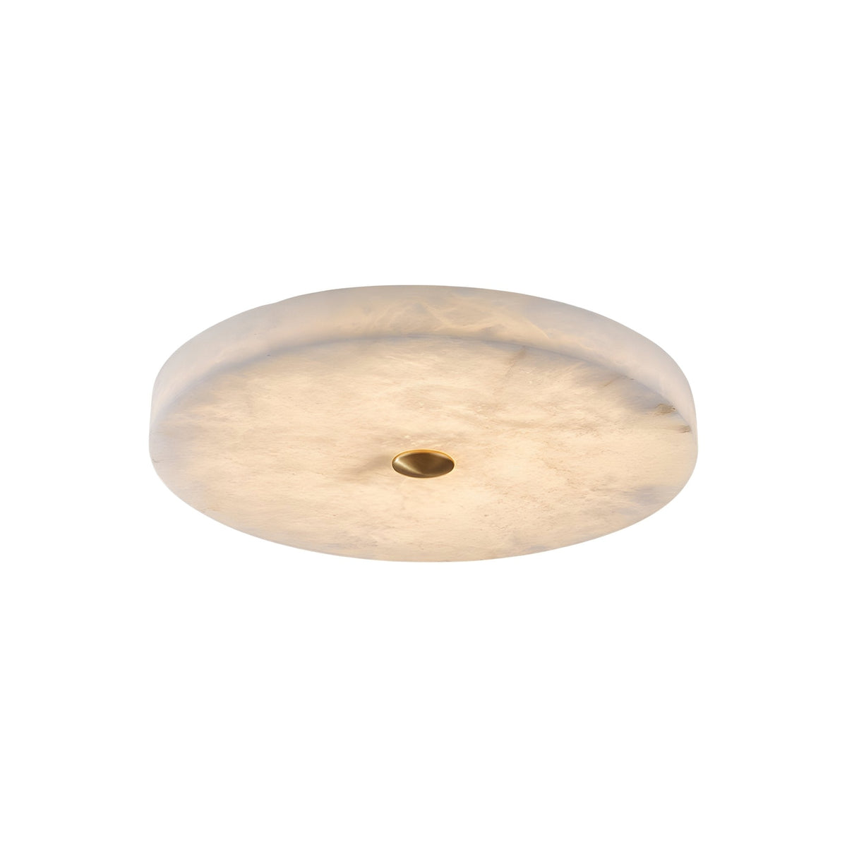 Aleron LED Extra Small Round Alabaster Flush Ceiling Light - Soft White & Brushed Brass