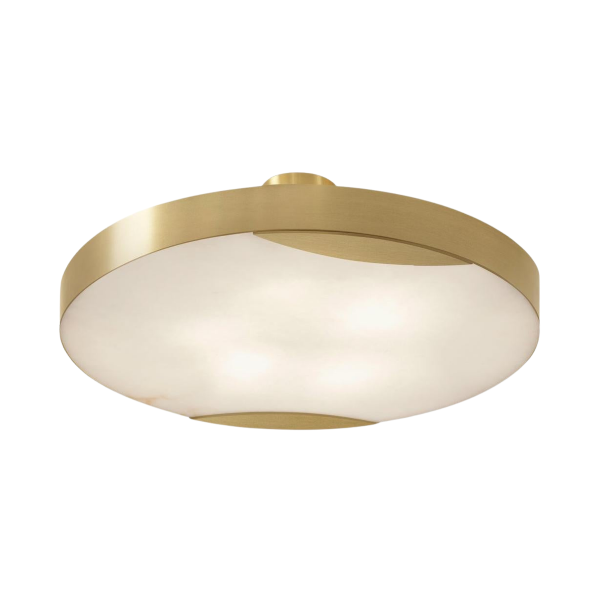 Marea Round LED Alabaster Semi-Flush Ceiling Light - Brushed Brass