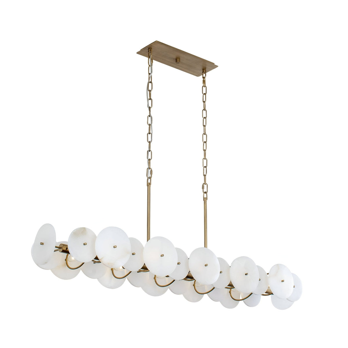 Solaryn LED Linear Alabaster Chandelier - Brass