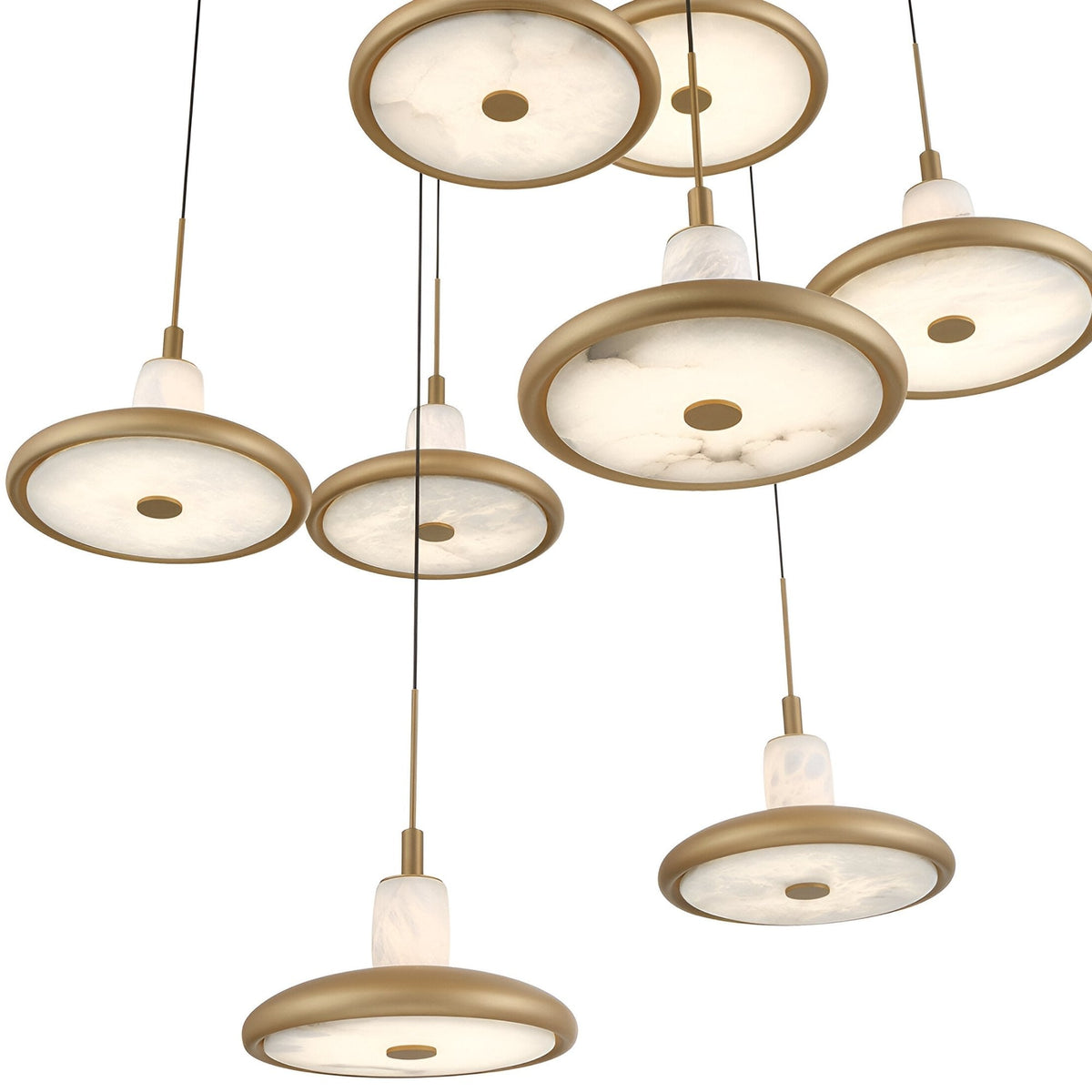 Aurevia 14 Light LED Linear Alabaster Chandelier - Brushed Brass