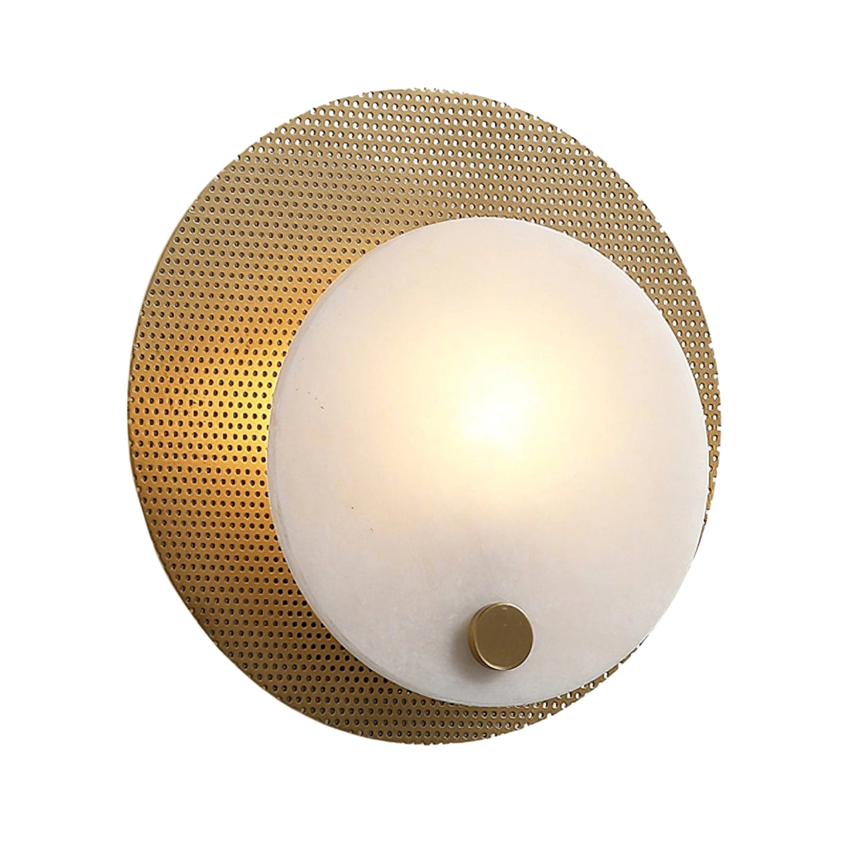 Avelora Round Alabaster Wall Light - Brass & Soft White