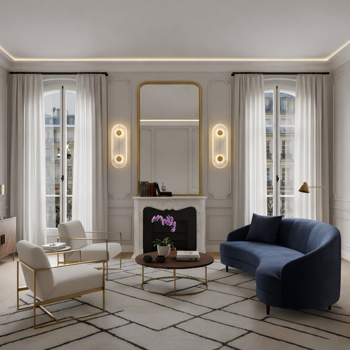 Elaris LED Capsule Alabaster Wall Light - Soft White & Brass