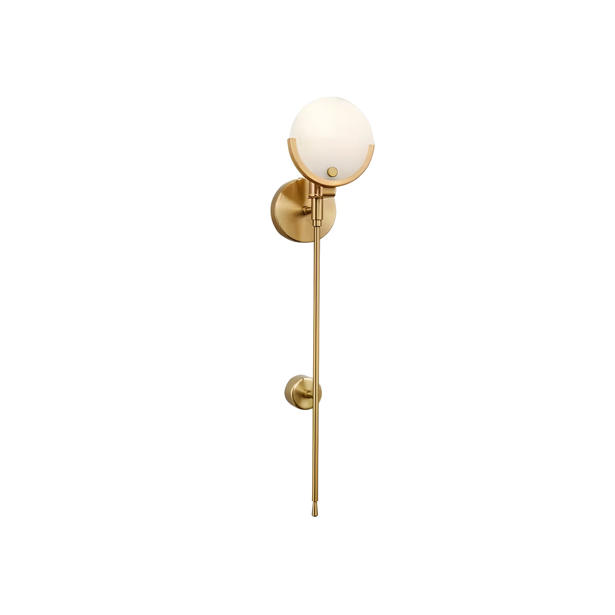 Solara Small Sphere Stem Alabaster Wall Light - Brushed Brass
